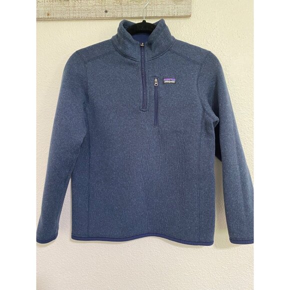 Patagonia Boys Pull Over Sweater 1/4-Zip Sz 12 Blue